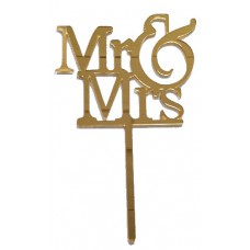 Cake topper Mr&Mrs goud